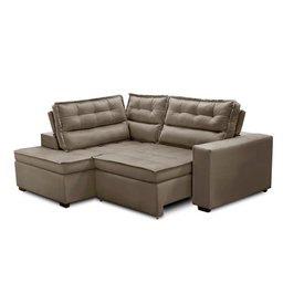 Sofá de Canto Retrátil e Reclinável com Molas 2,50x2,00 Esq Virginia Suede Capucino Adonai - 4