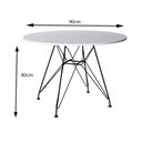 Ver imagem 3 de Conjunto Mesa Jantar Eames Redonda Branca 90cm com 4 Cadeira Pretas Base Ferro Preto