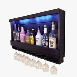 Barzinho Adega de Parede Com LED Para 8 Garrafas e Taças Luxo - 1