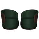 Ver imagem 2 de Kit 2 Poltronas Organica Beatriz Veludo Verde C/ Composê Corano Marrom - Lm Decor