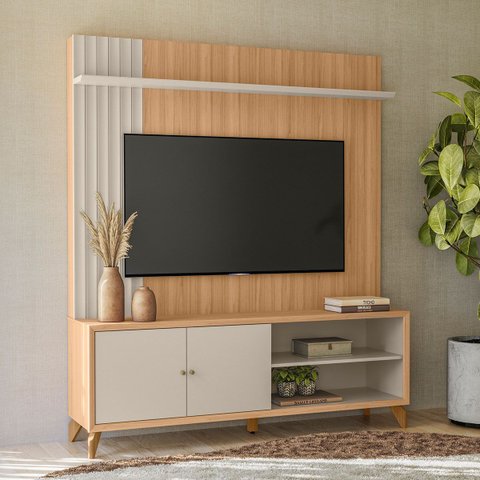 Home Theater 2 Portas Norris Mdp/mdf Tv até 65 Pés de Madeira Jequitibá/offwhite G77 - Gran Belo