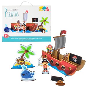 Quebra Cabeça Infantil 3D de Madeira MDF Educativo Piratas