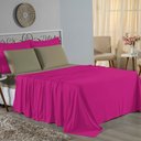 Ver imagem 1 de Jogo de Cama Casal Viúva Nobre 4 Peças Malha 100% Algodão - Pink / Avelã