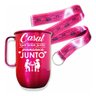 Caneca Alumínio 850ml Casal Que Bebe Junto + Tirante Cetim:Rosa Neon - 1