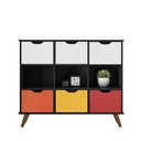 Ver imagem 1 de Nicho Organizador Retro Preto com 6 Gavetas Branco/Colorida 108 x 92,5cm - FdECOR