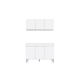 Balcão Multiuso para Cozinha Moderno 1,2m 3 Portas - Manu: Branco - 4