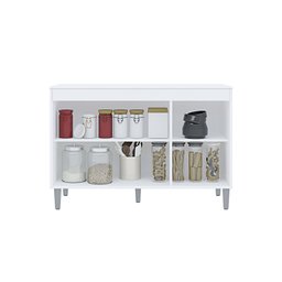 Balcão Multiuso para Cozinha Moderno 1,2m 3 Portas - Manu: Branco - 3