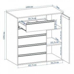 Cômoda Multiuso 5 Gavetas e 1 Porta Auriva - 4