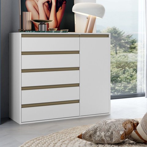 Cômoda Multiuso 5 Gavetas e 1 Porta 100% MDF Select
