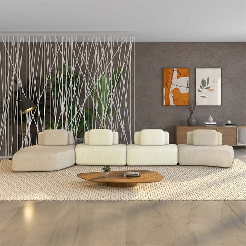 Sofá Ilha Sala de Estar Dakota 4 Módulos 626cm Encostos Almofadas Soltas Linho Bege/offwhite G33 - G