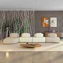 Ver imagem 1 de Sofá Ilha Sala de Estar Dakota 4 Módulos 626cm Encostos Almofadas Soltas Linho Bege/offwhite G33 - G