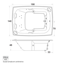 Ver imagem 2 de Banheira com Hidromassagem, 190x140x50, 400 Litros