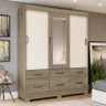Guarda Roupa Taiga 3 Portas de Correr e 6 Gavetas Flex com Espelho Rústico/Off White - Móveis Briz - 2