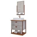 Ver imagem 1 de Armário Banheiro C/ 2 Gavetas Prateleira Espelheira Cimento