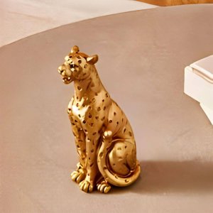 Escultura Leopardo Dourado em Polirresina Mart