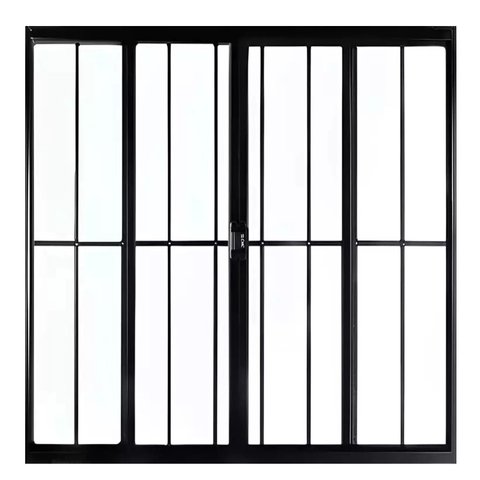 Janela de Alumínio Preto Vitro de Correr 4 Folhas sem Grade Cmc Linha Modular - 1.00 (l) X 1.20 (a)