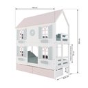 Ver imagem 3 de Beliche Casinha Bela com Coração 2 Gavetas Rosa 4 Janelas Venezianas - Madeira Maciça Branco/Rosa