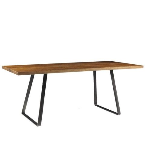 Mesa Sala de Jantar Cozinha Ogleary 190cm Grafite Madeira Maciça Rustic Brown - Gran Belo