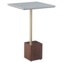 Ver imagem 1 de Mesa Lateral Decorativa para Sala de Estar Goagil 40x40 Tampo Off White Base Amêndoa Metal Dourado