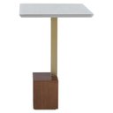 Ver imagem 5 de Mesa Lateral Decorativa para Sala de Estar Goagil 40x40 Tampo Off White Base Amêndoa Metal Dourado