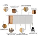 Ver imagem 4 de Aparador Buffet para Sala de Jantar 4 Portas 182cm Pés Industrial Dourado Mosele C04 Off White Matte