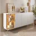 Ver imagem 3 de Aparador Buffet para Sala de Jantar 4 Portas 182cm Pés Industrial Dourado Mosele C04 Off White Matte