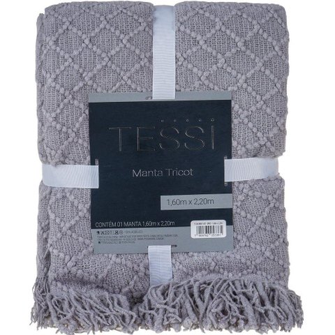 Manta Tricot Style Decorativa 160x220 Toque Super Macio Zinco