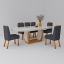 Ver imagem 2 de Sala de Jantar 196x90 Mdf/vidro 6 Cadeiras Mel Bom Pastor