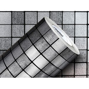 PAPEL DE PAREDE ADESIVO LAVAVÉL CORES PASTILHAS 0,50X25M:DARK INOX