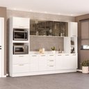 Ver imagem 1 de Cozinha Completa Amara 13 Portas 4 Gavetas com Vidro Branco - Politorno