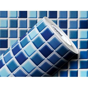 PAPEL DE PAREDE ADESIVO LAVAVÉL CORES PASTILHAS 0,50X25M:MESCLA OCEANO