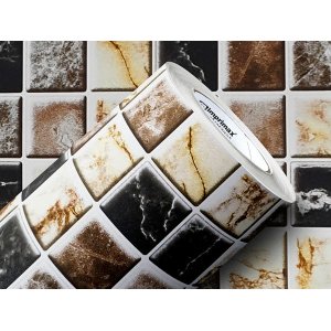 PAPEL DE PAREDE ADESIVO LAVAVÉL CORES PASTILHAS 0,50X25M:MÁRMORE BEGE