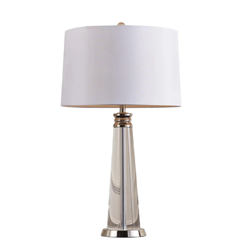 Abajur de Mesa de Cristal com Detalhes Dourado para Cabeceira de Cama, Quartos e Sala