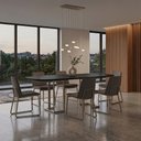 Ver imagem 3 de Mesa de Jantar 6 Lugares Retangular Orgânico com Vidro 180cm Pés Industrial Alina N01 Preto Champanh