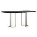 Ver imagem 2 de Mesa de Jantar 6 Lugares Retangular Orgânico com Vidro 180cm Pés Industrial Alina N01 Preto Champanh