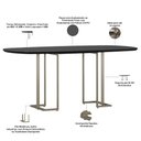 Ver imagem 4 de Mesa de Jantar 6 Lugares Retangular Orgânico com Vidro 180cm Pés Industrial Alina N01 Preto Champanh