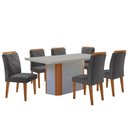 Ver imagem 2 de Mesa Isadora 180cm MDF Vidro e 6 Cadeiras Melissa Veludo Grafite/Off /Nat/Serig. Off com Vidro