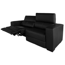 Sofá Reclinável Automático 2,10M Sala de Estar Rene Modern Couro Preto - Gran Belo - 2