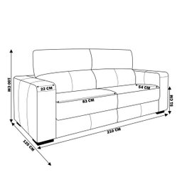 Sofá Reclinável Automático 2,10M Sala de Estar Rene Modern Couro Preto - Gran Belo - 3
