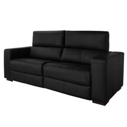 Sofá Reclinável Automático 2,10M Sala de Estar Rene Modern Couro Preto - Gran Belo - 1