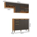 Ver imagem 4 de Cozinha Compacta Nottes 7 Portas 2 Gavetas 100% Mdf com Vidro Amêndoa/chumbo - Panorama Móveis