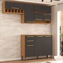 Ver imagem 6 de Cozinha Compacta Nottes 7 Portas 2 Gavetas 100% Mdf com Vidro Amêndoa/chumbo - Panorama Móveis