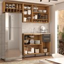 Ver imagem 2 de Cozinha Compacta Nottes 7 Portas 2 Gavetas 100% Mdf com Vidro Amêndoa/chumbo - Panorama Móveis