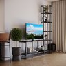 Rack com Estante Moderna Estilo Industrial Waves 200x40x200 Cor mdf Preto - 1