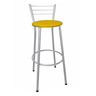Kit 3 Banquetas Altas Prata com Encosto Assento Amarelo - 3