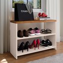 Ver imagem 1 de Sapateira Banco Organizadora de Calçados para Quarto Closet Hall de Entrada Banquinho Safira - Off W