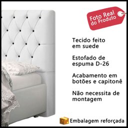 Cabeceira King Size Cama Box Casal Suede 1,95m Lady:branco - 2