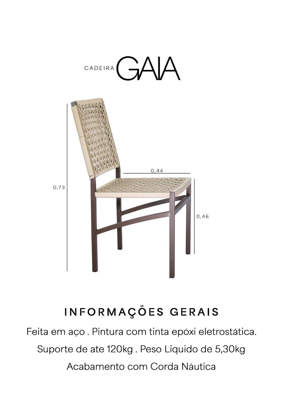 Kit 6 CADEIRA GAIA – Corda Náutica Rami - 3