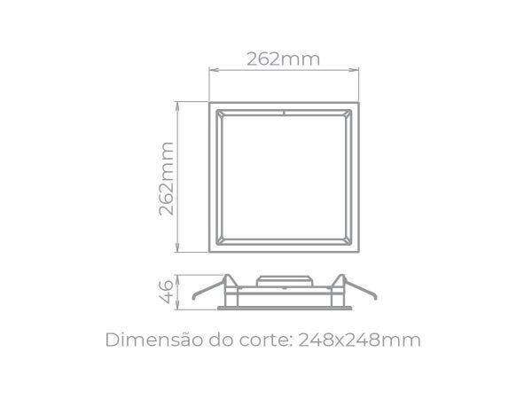 Painel LED Embutir 24W Recuado Stella Deep 26,2x26,2cm Sth8904 - 3000K(Branco Quente) - 3