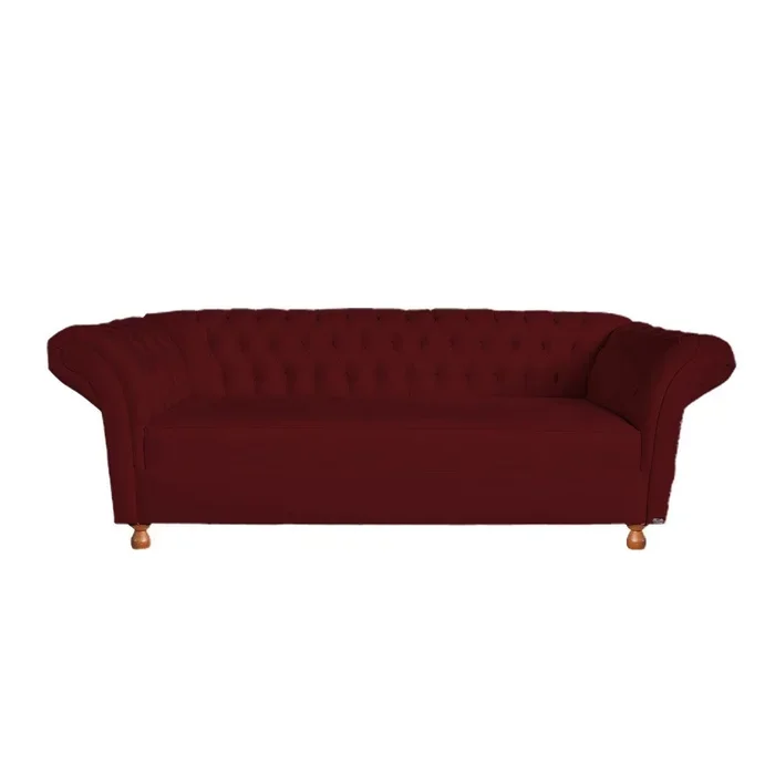 Sofá Conde 2.30m com Assento Inteiriço Suede Bordo - Sofá - Salão - Tv - Chesterfie